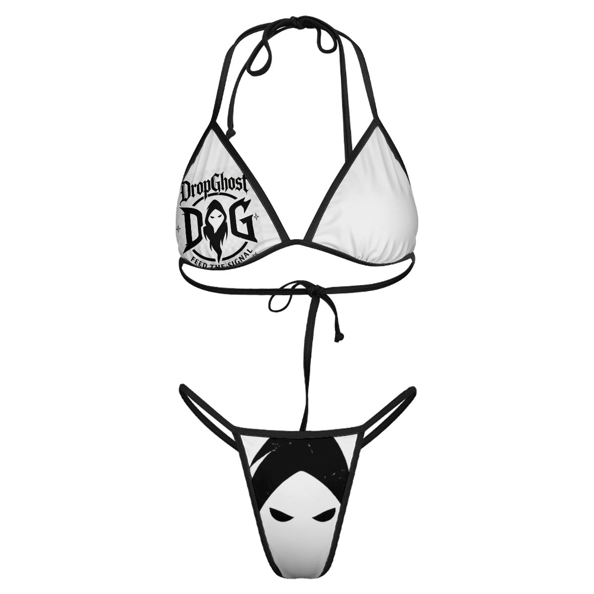 DropGhost Black and White Thong Bikini