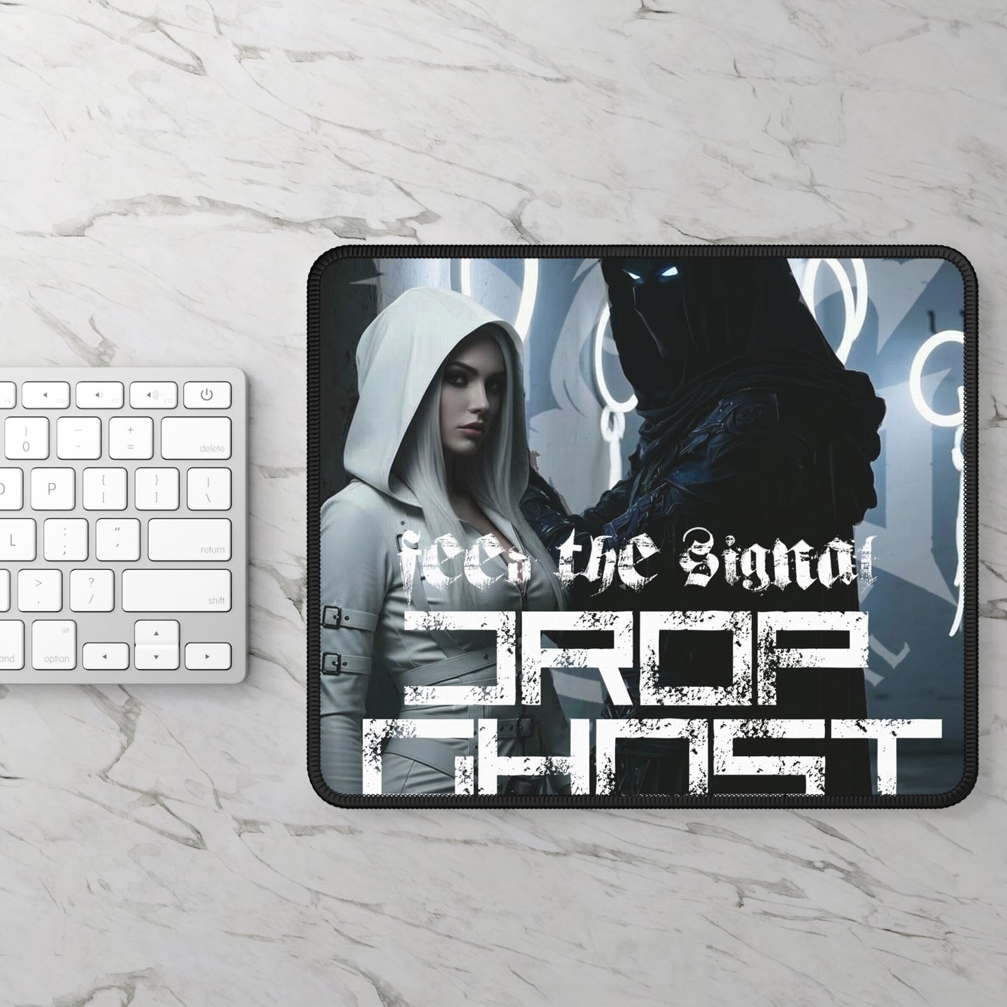 DropGhost Gaming Mouse Pad — 'Feed the Signal' Cyberpunk Design