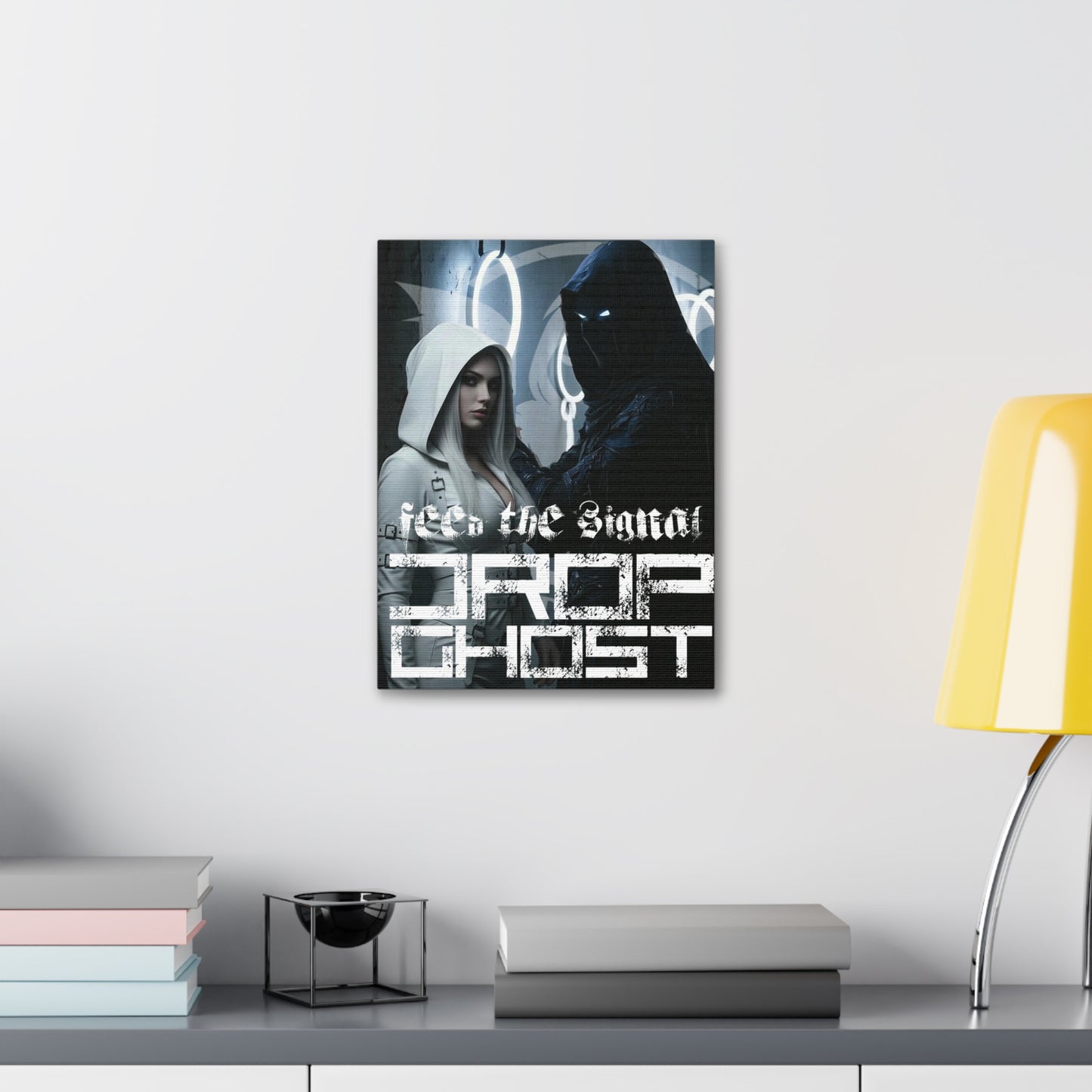 DropGhost Framed Canvas Print — 'Feed the Signal' Dark Cyber Gothic Wall Art