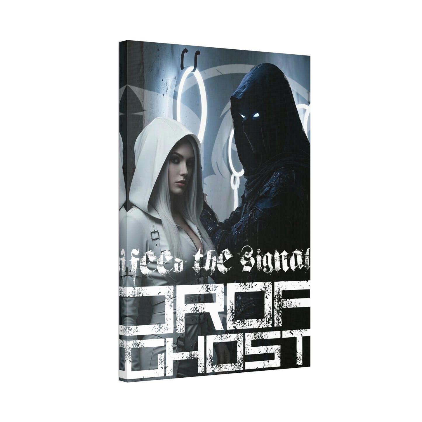 DropGhost Framed Canvas Print — 'Feed the Signal' Dark Cyber Gothic Wall Art