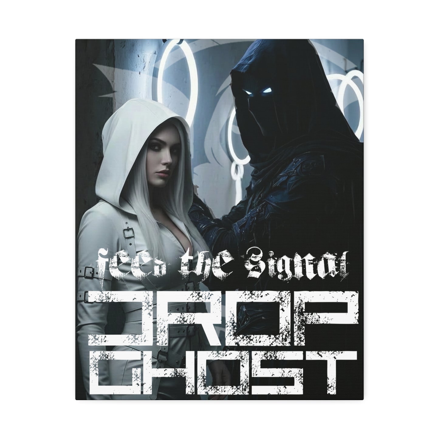 DropGhost Framed Canvas Print — 'Feed the Signal' Dark Cyber Gothic Wall Art