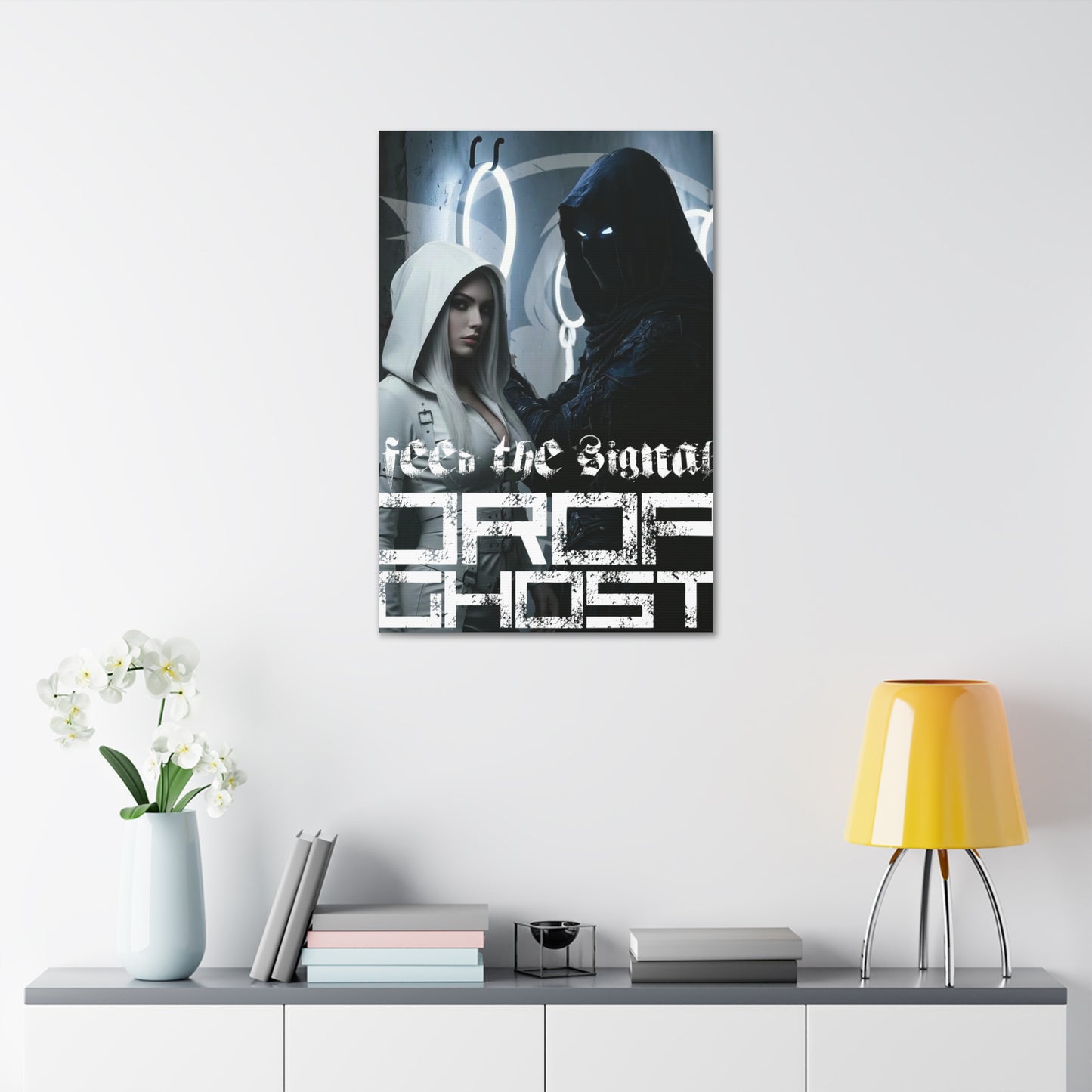 DropGhost Framed Canvas Print — 'Feed the Signal' Dark Cyber Gothic Wall Art
