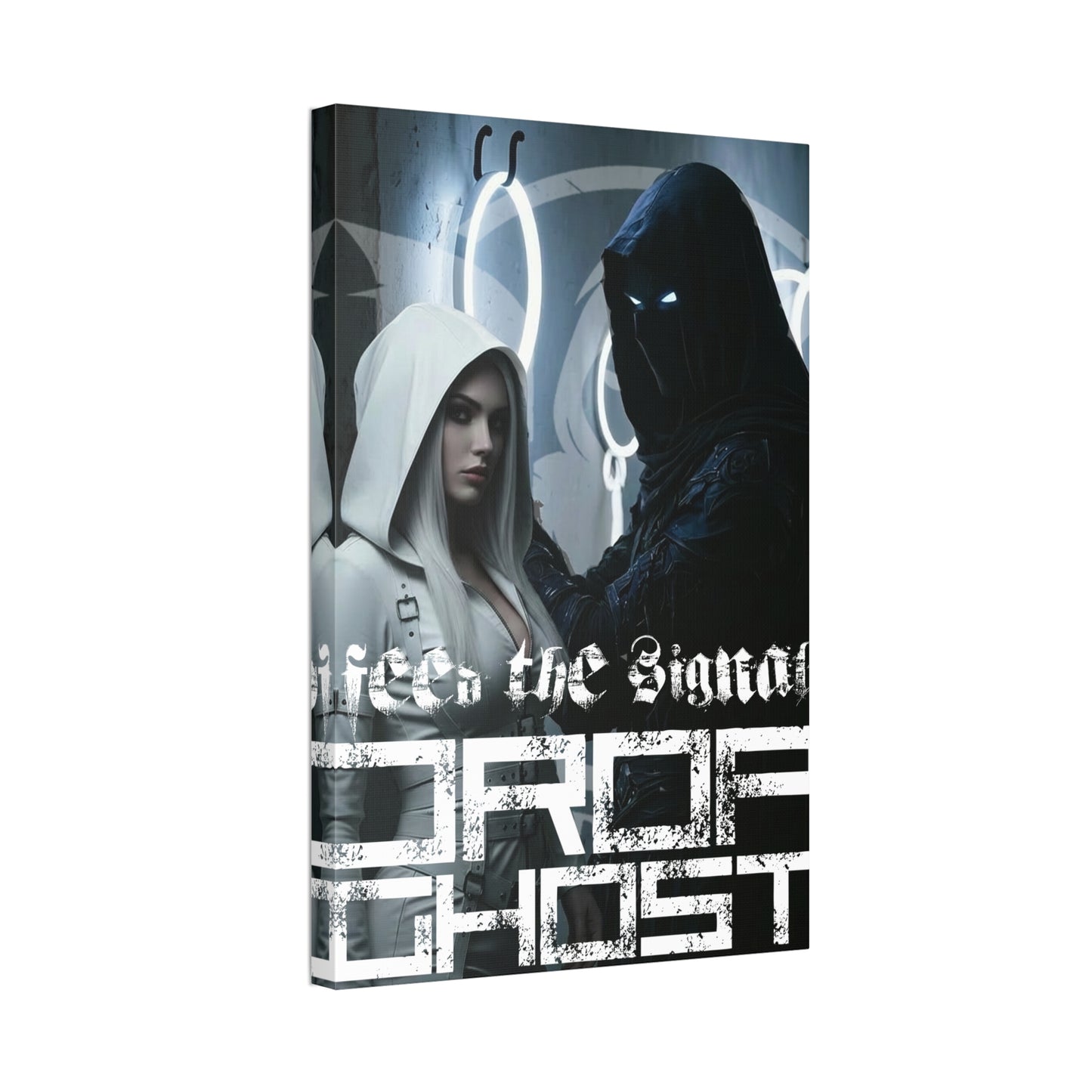 DropGhost Framed Canvas Print — 'Feed the Signal' Dark Cyber Gothic Wall Art