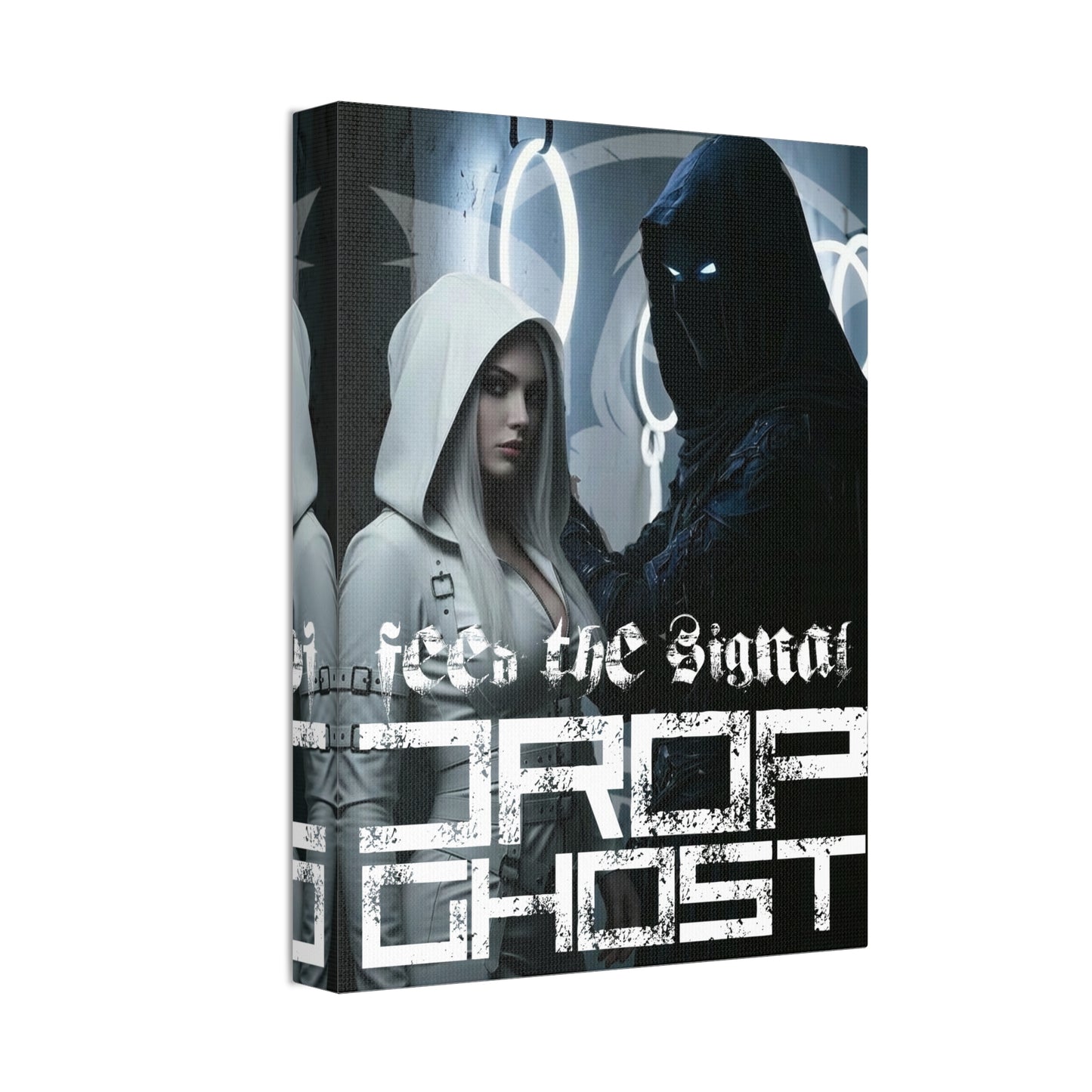 DropGhost Framed Canvas Print — 'Feed the Signal' Dark Cyber Gothic Wall Art