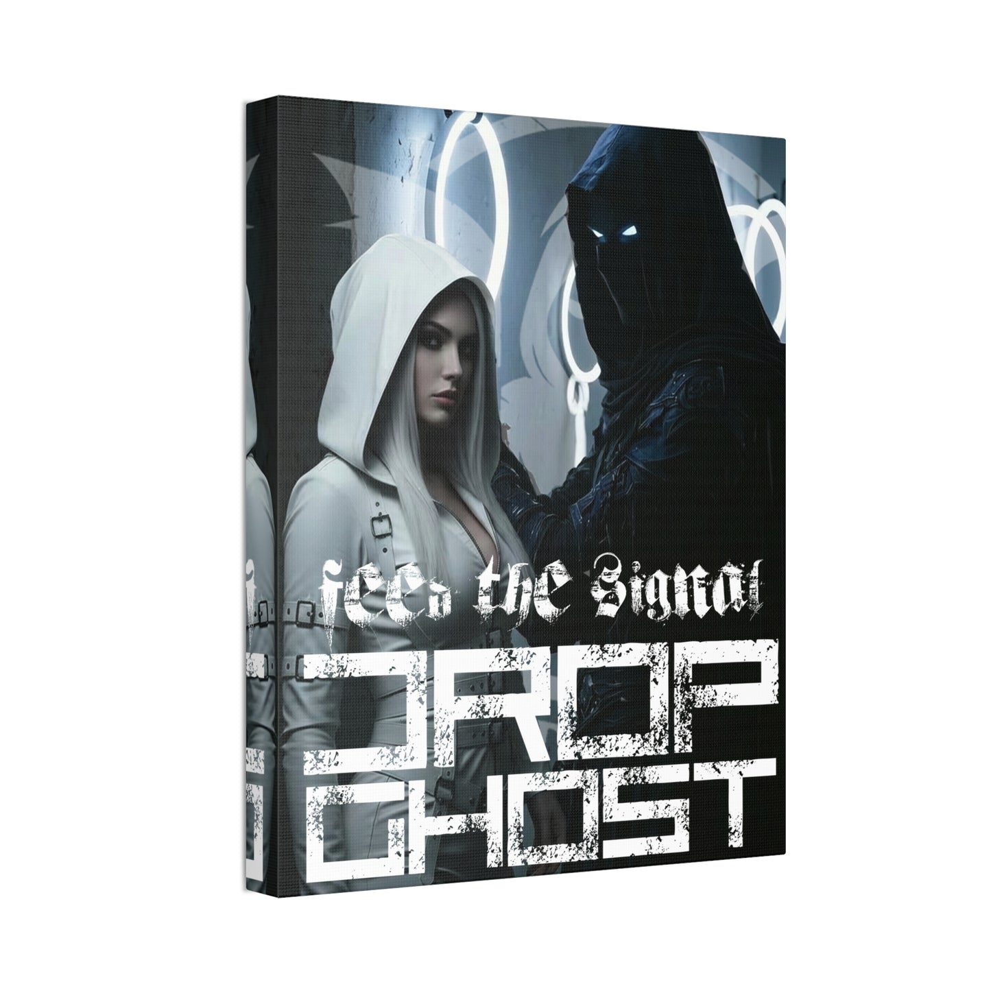 DropGhost Framed Canvas Print — 'Feed the Signal' Dark Cyber Gothic Wall Art