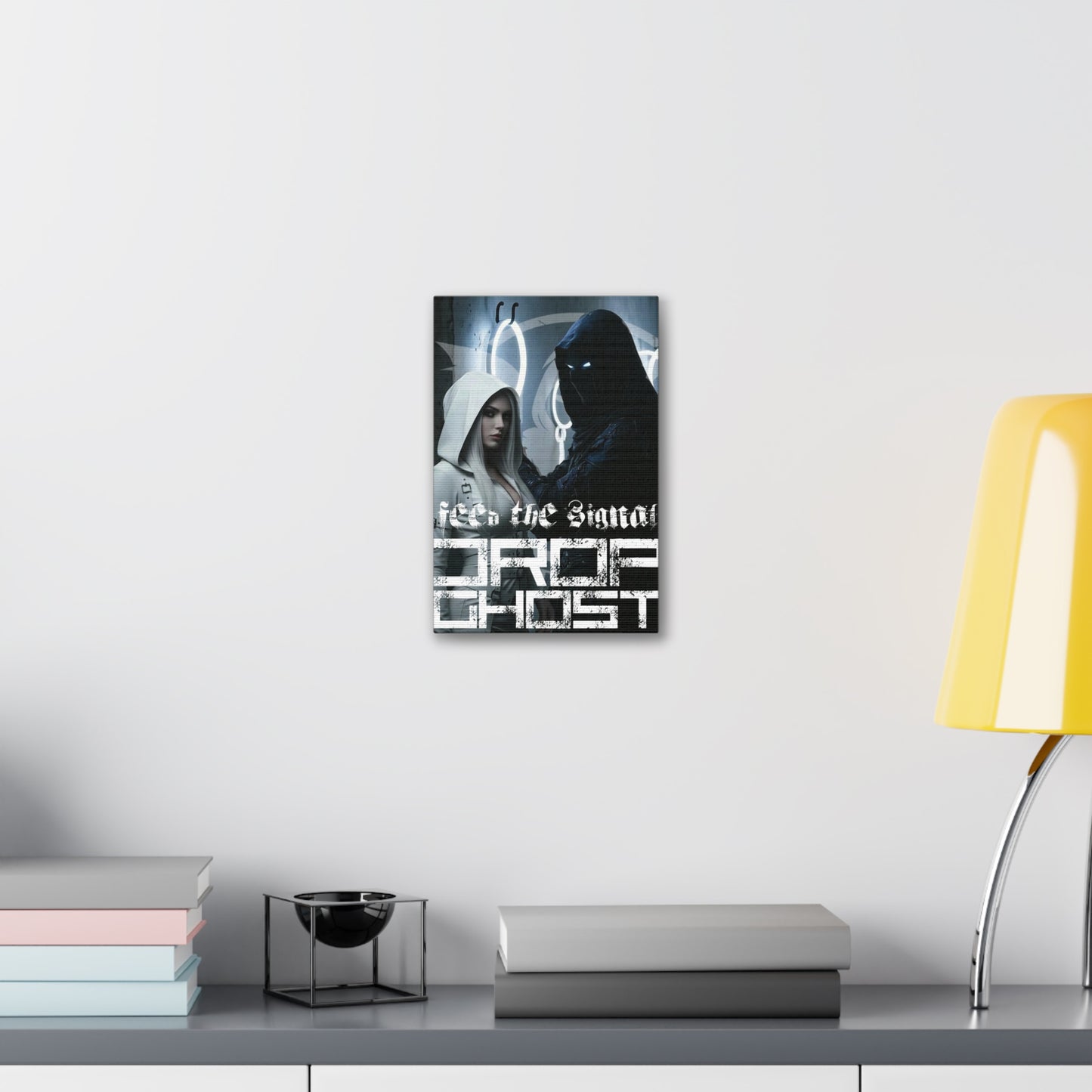 DropGhost Framed Canvas Print — 'Feed the Signal' Dark Cyber Gothic Wall Art