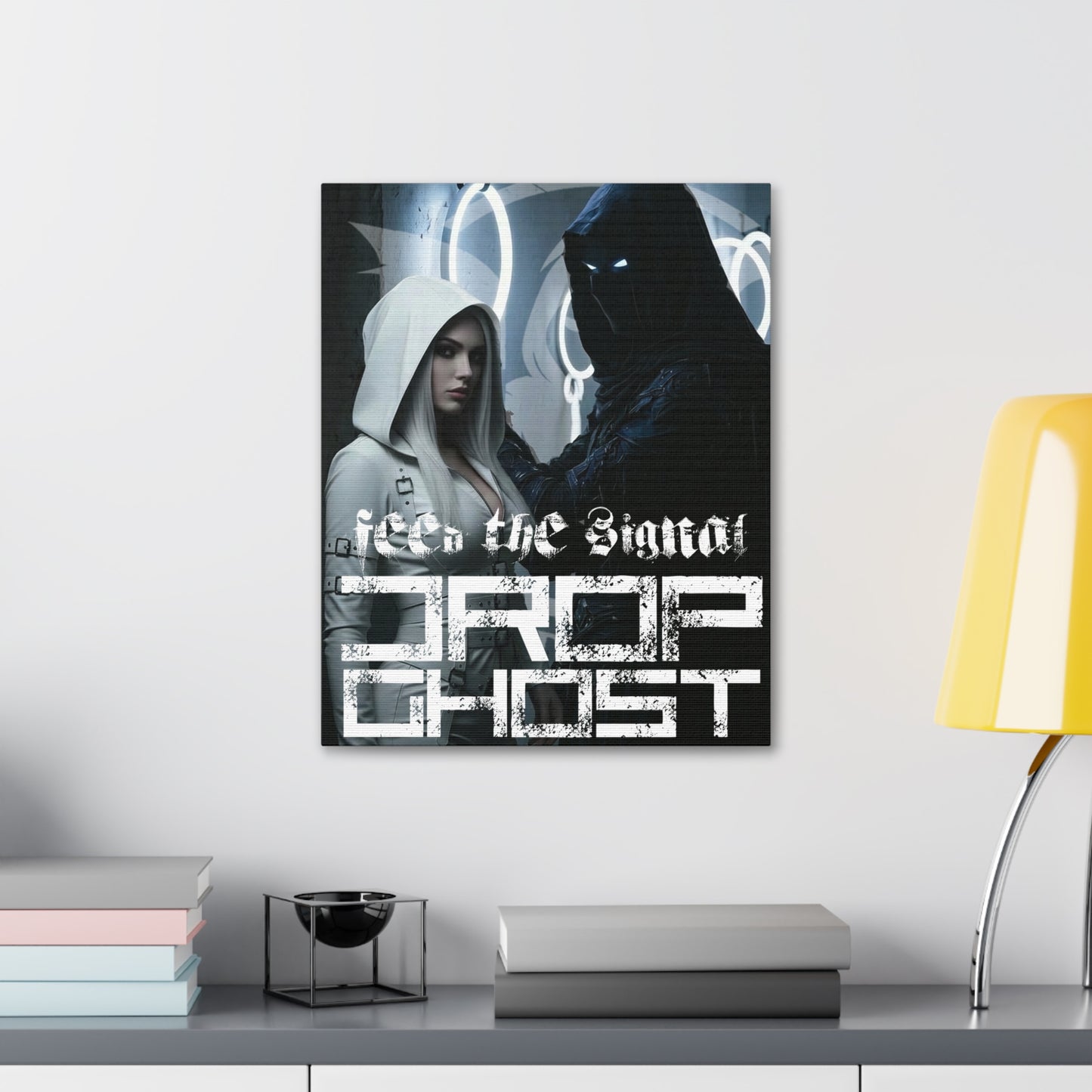 DropGhost Framed Canvas Print — 'Feed the Signal' Dark Cyber Gothic Wall Art