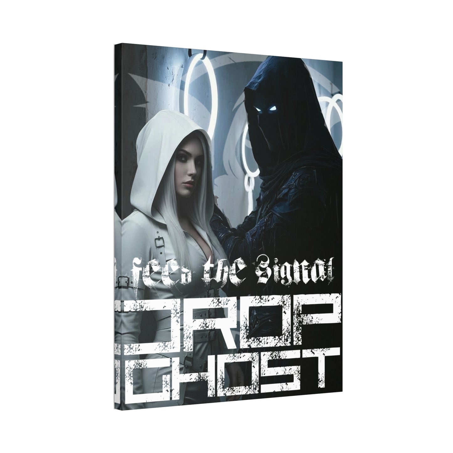 DropGhost Framed Canvas Print — 'Feed the Signal' Dark Cyber Gothic Wall Art