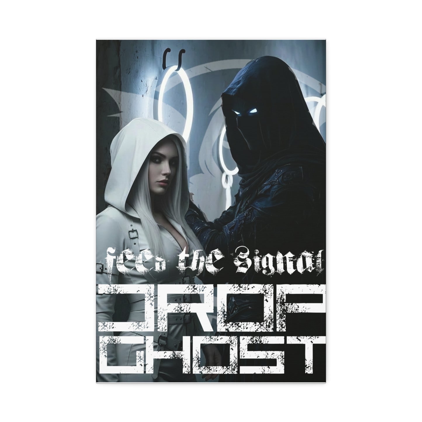 DropGhost Framed Canvas Print — 'Feed the Signal' Dark Cyber Gothic Wall Art