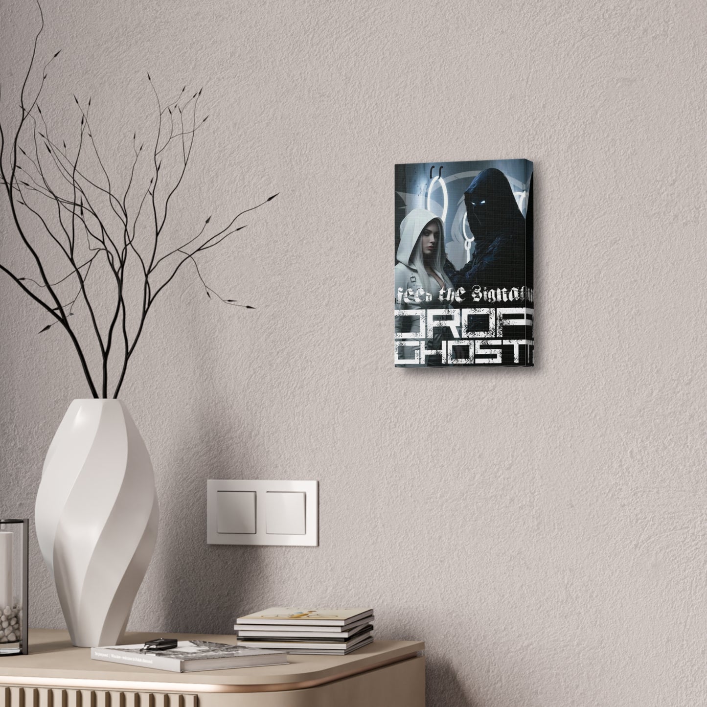 DropGhost Framed Canvas Print — 'Feed the Signal' Dark Cyber Gothic Wall Art