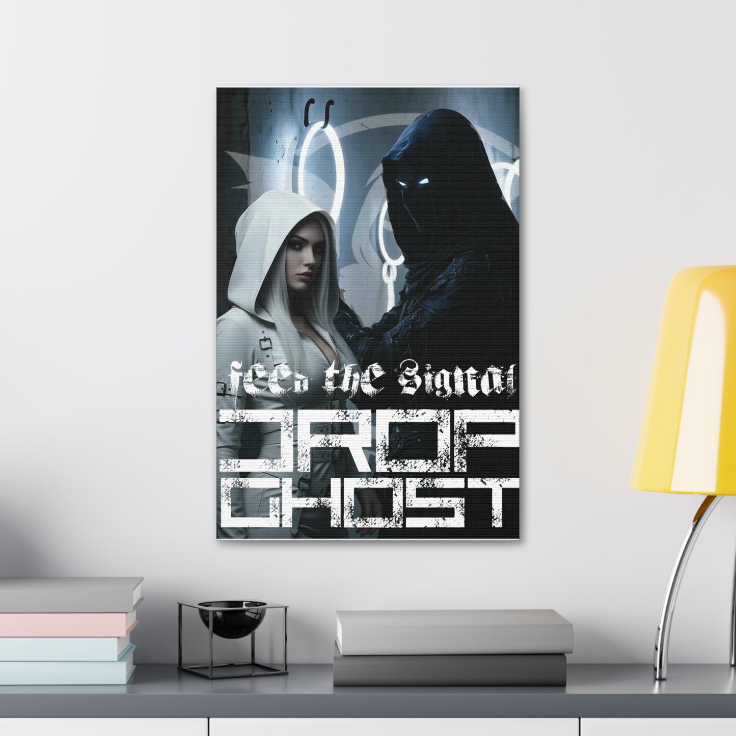 DropGhost Framed Canvas Print — 'Feed the Signal' Dark Cyber Gothic Wall Art