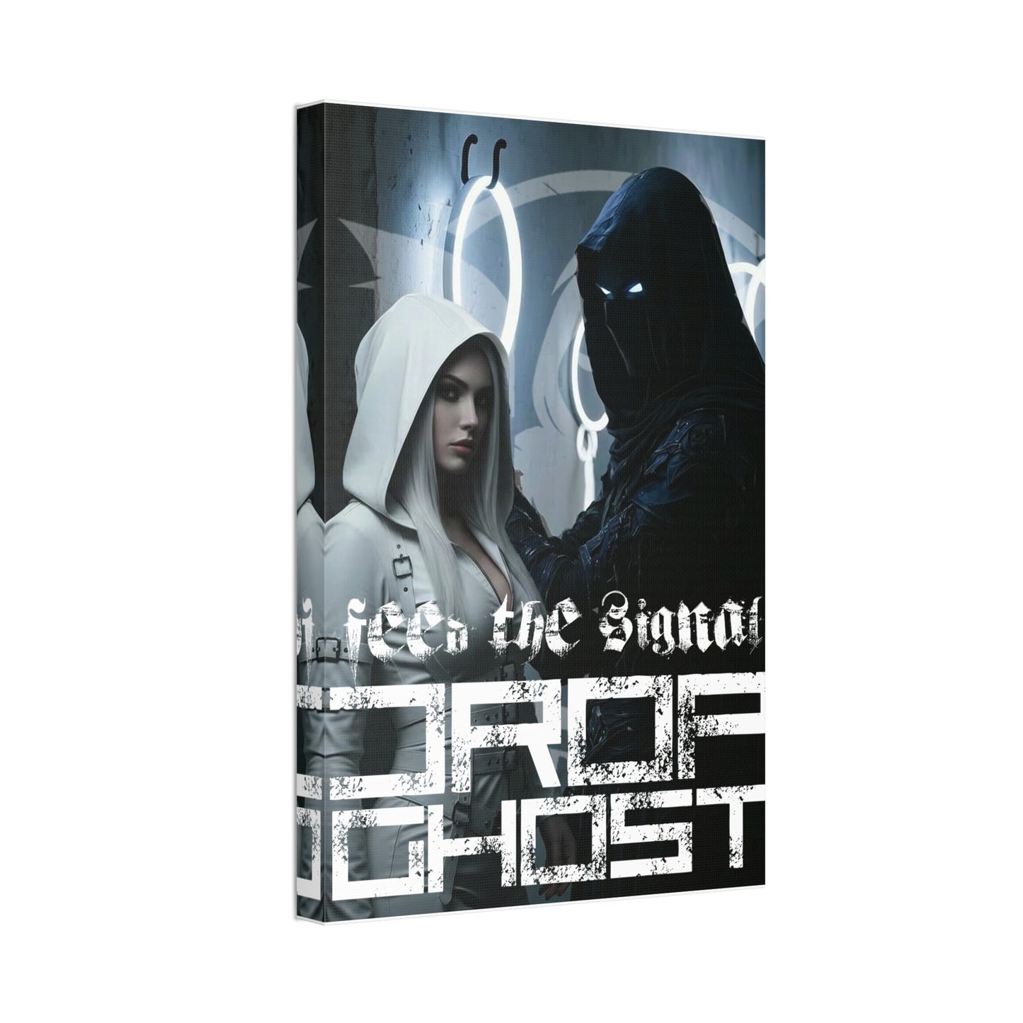 DropGhost Framed Canvas Print — 'Feed the Signal' Dark Cyber Gothic Wall Art