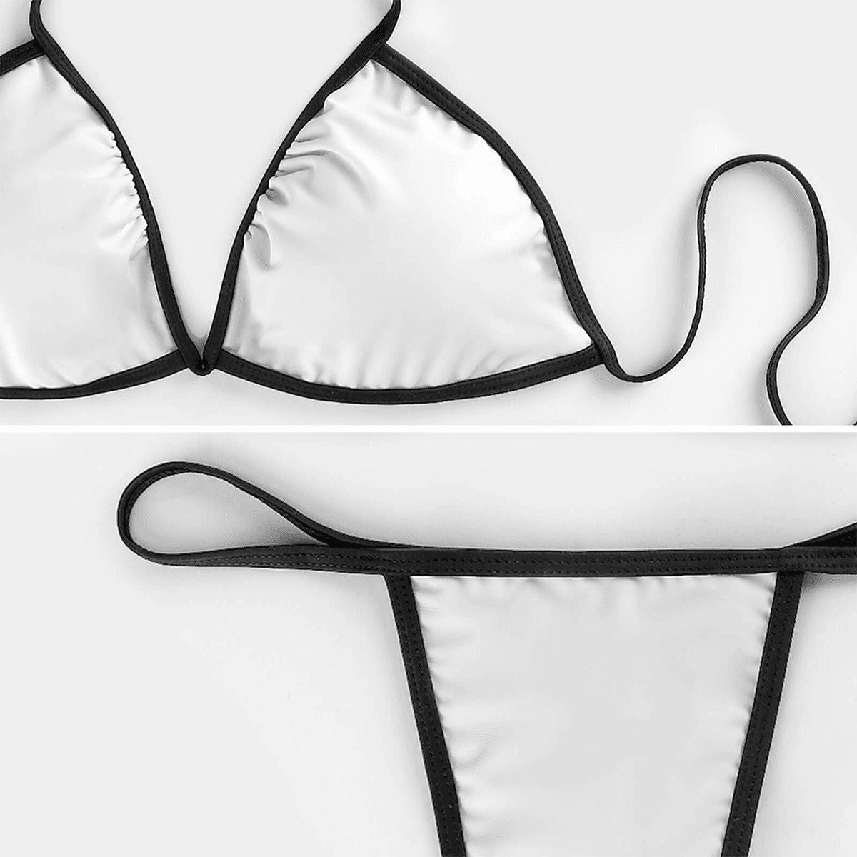 DropGhost Black and White Thong Bikini