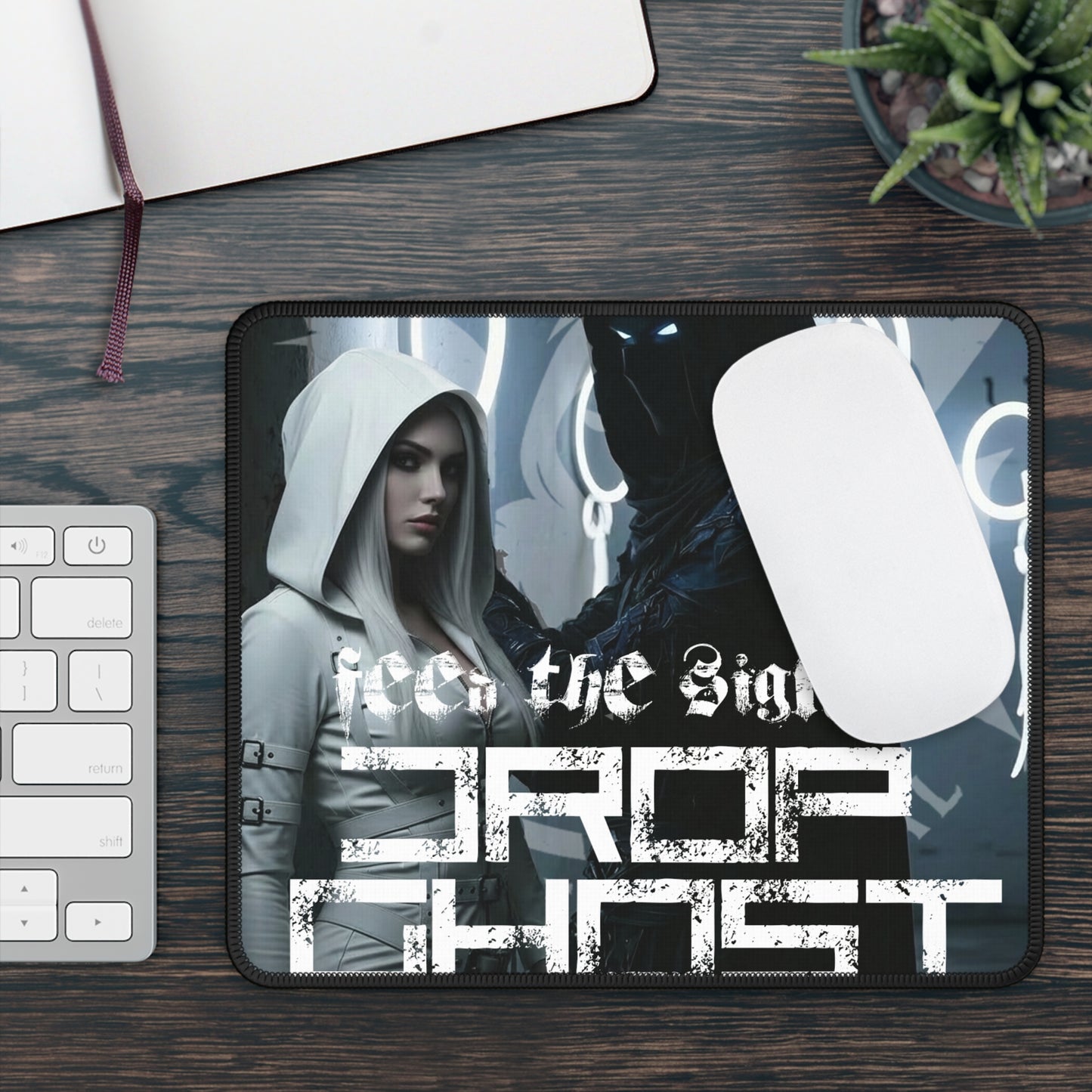 DropGhost Gaming Mouse Pad — 'Feed the Signal' Cyberpunk Design